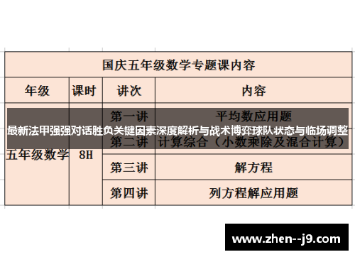 最新法甲强强对话胜负关键因素深度解析与战术博弈球队状态与临场调整 最新法甲强强对话胜负关键因素深度解析与战术博弈球队状态与临场调整